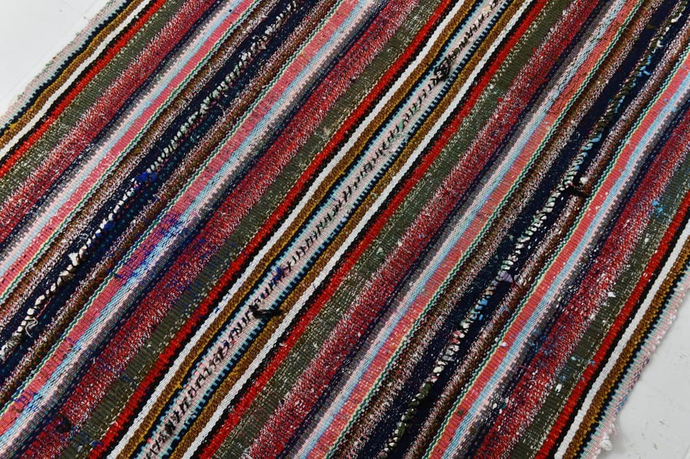 Kilim 217x110 cm, niebieski, zielony, wełna, lata 70. - 219540