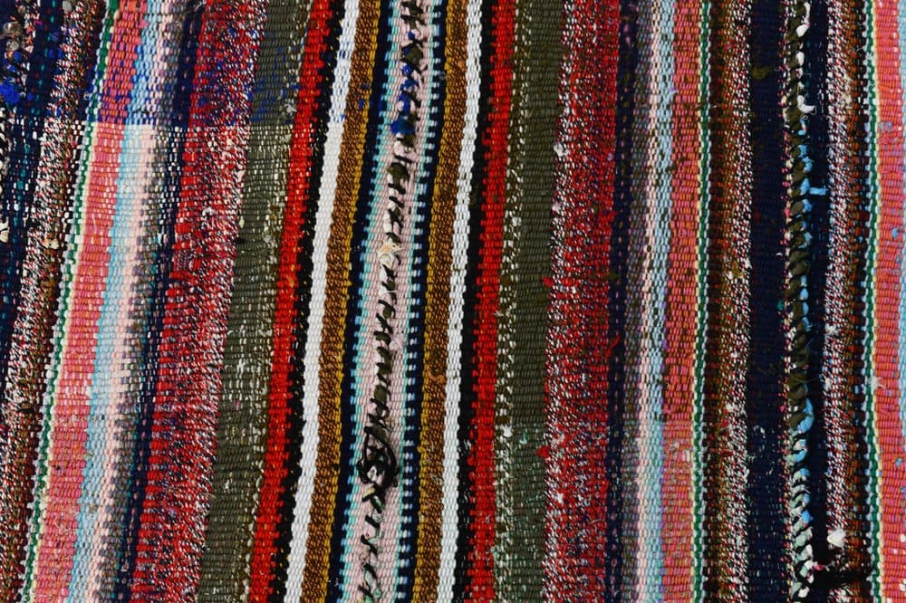 Kilim 217x110 cm, niebieski, zielony, wełna, lata 70. - 219544