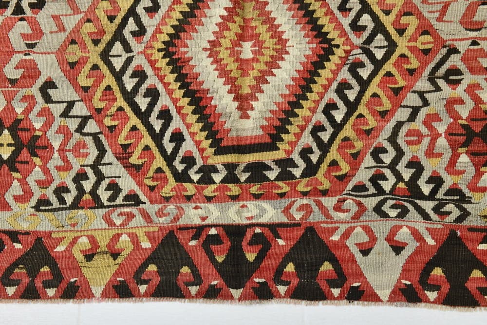 Rug 180x327 cm, Red, Beige, Wool, 1960s - 219491