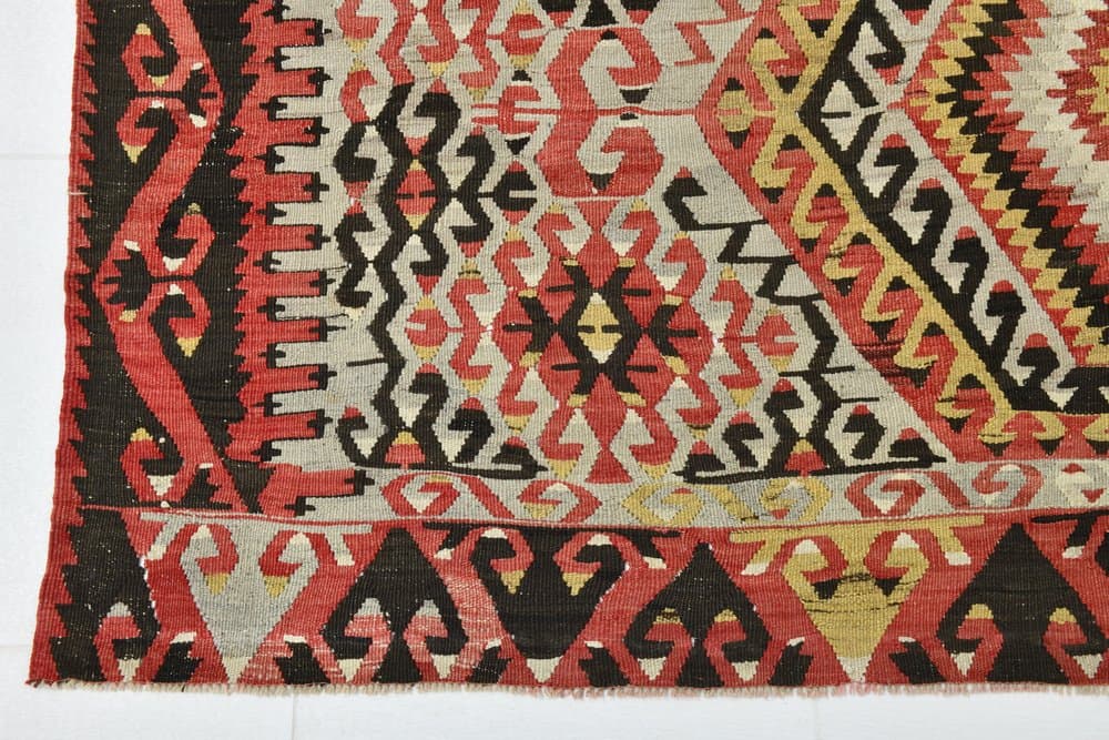 Rug 180x327 cm, Red, Beige, Wool, 1960s - 219490