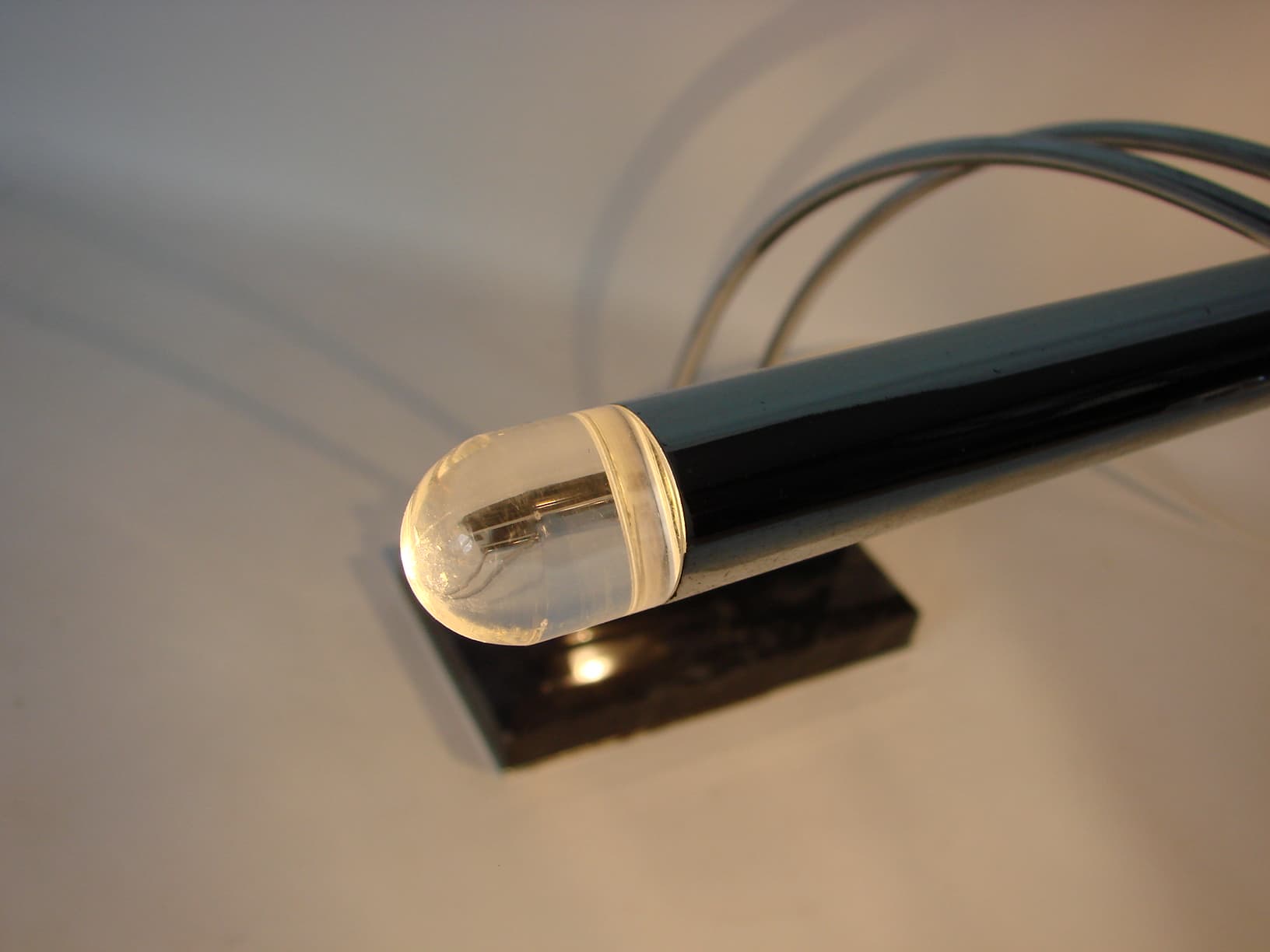 Lampka biurkowa, chromowany metal, marmur czarny, lata 80. - 219439