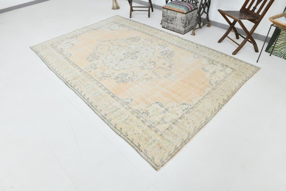 Rug 181x284 cm, orange, beige, wool, 1970s - 219443