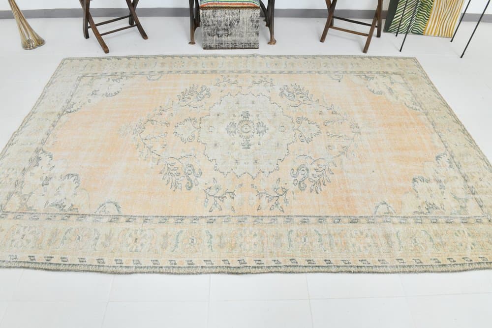 Rug 181x284 cm, orange, beige, wool, 1970s - 219447