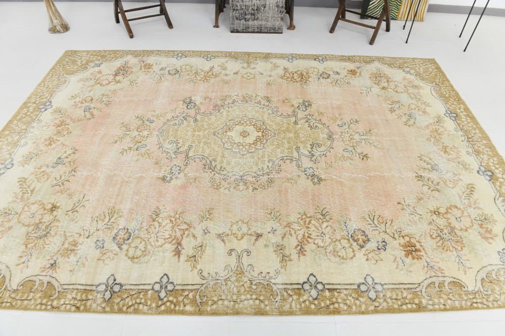 Rug 301x208 cm, beige, blue, wool, 1970s - 219868