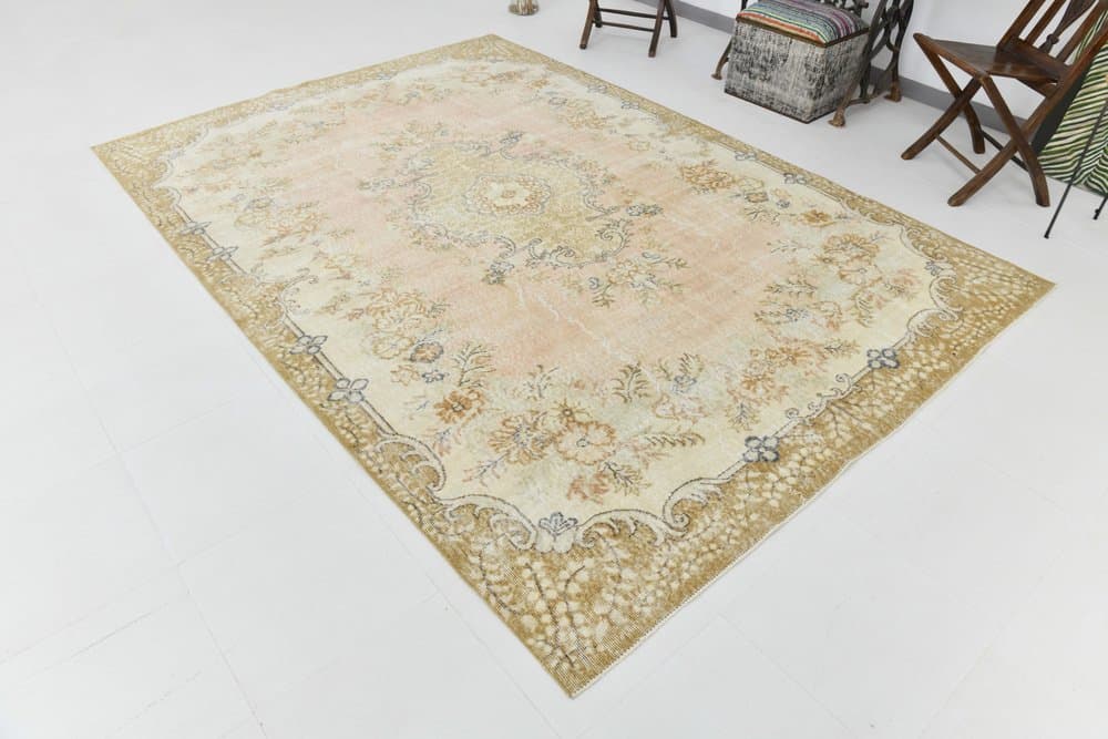 Rug 301x208 cm, beige, blue, wool, 1970s - 219864