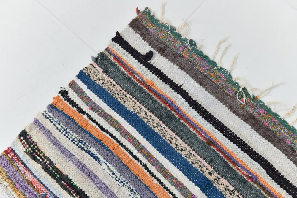 Kilim 275x79 cm, fioletowy, zielony, wełna, lata 70. - 219852