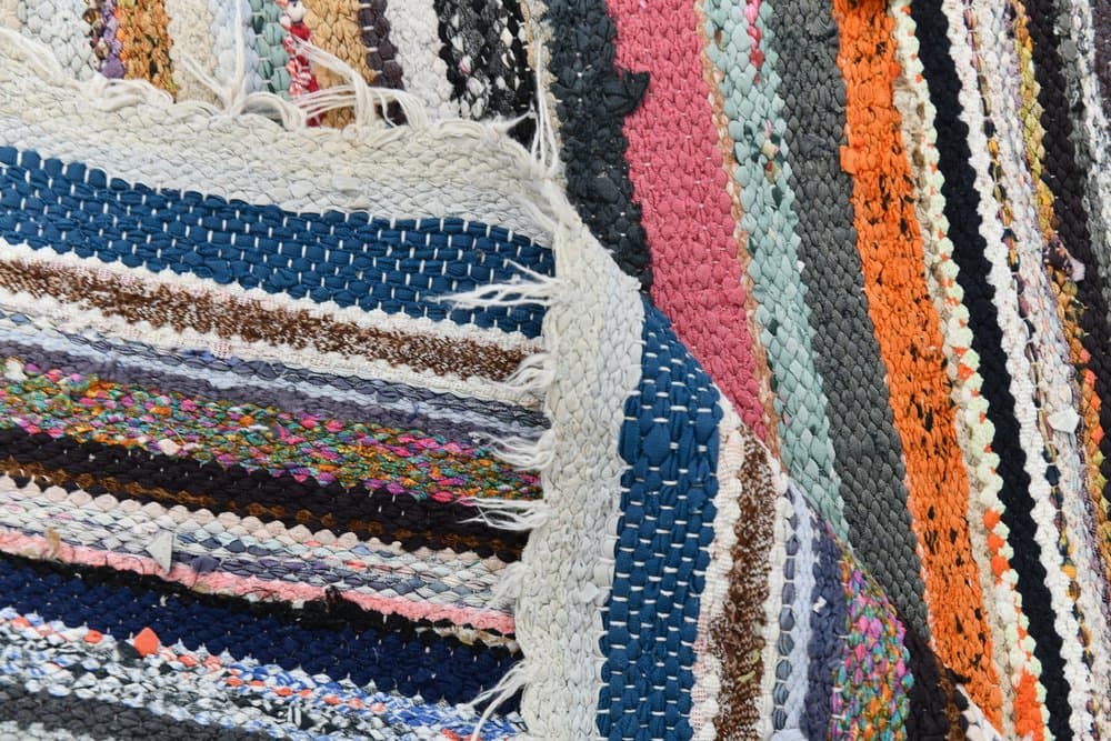 Kilim 275x79 cm, fioletowy, zielony, wełna, lata 70. - 219853