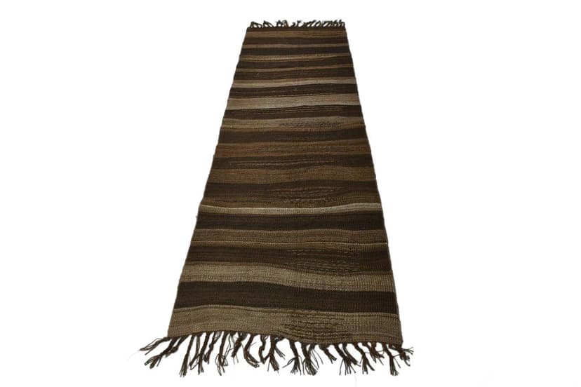 Chodnik kilim 267x83 cm, brązowy, wełna, lata 70.