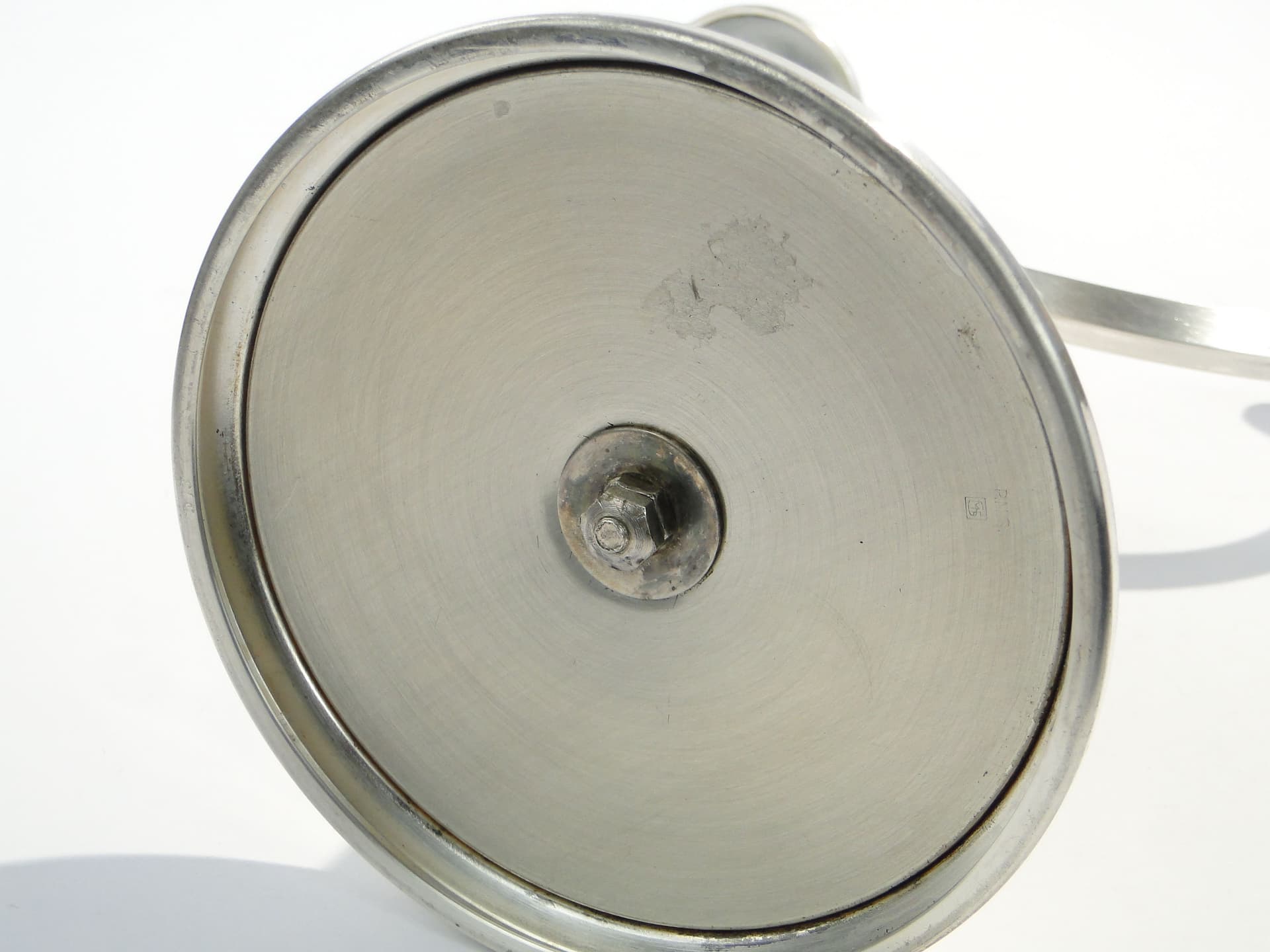 Świecznik dwuramienny Art déco, srebrny, mosiądz, Czechosłowacja, lata 20. - 1604