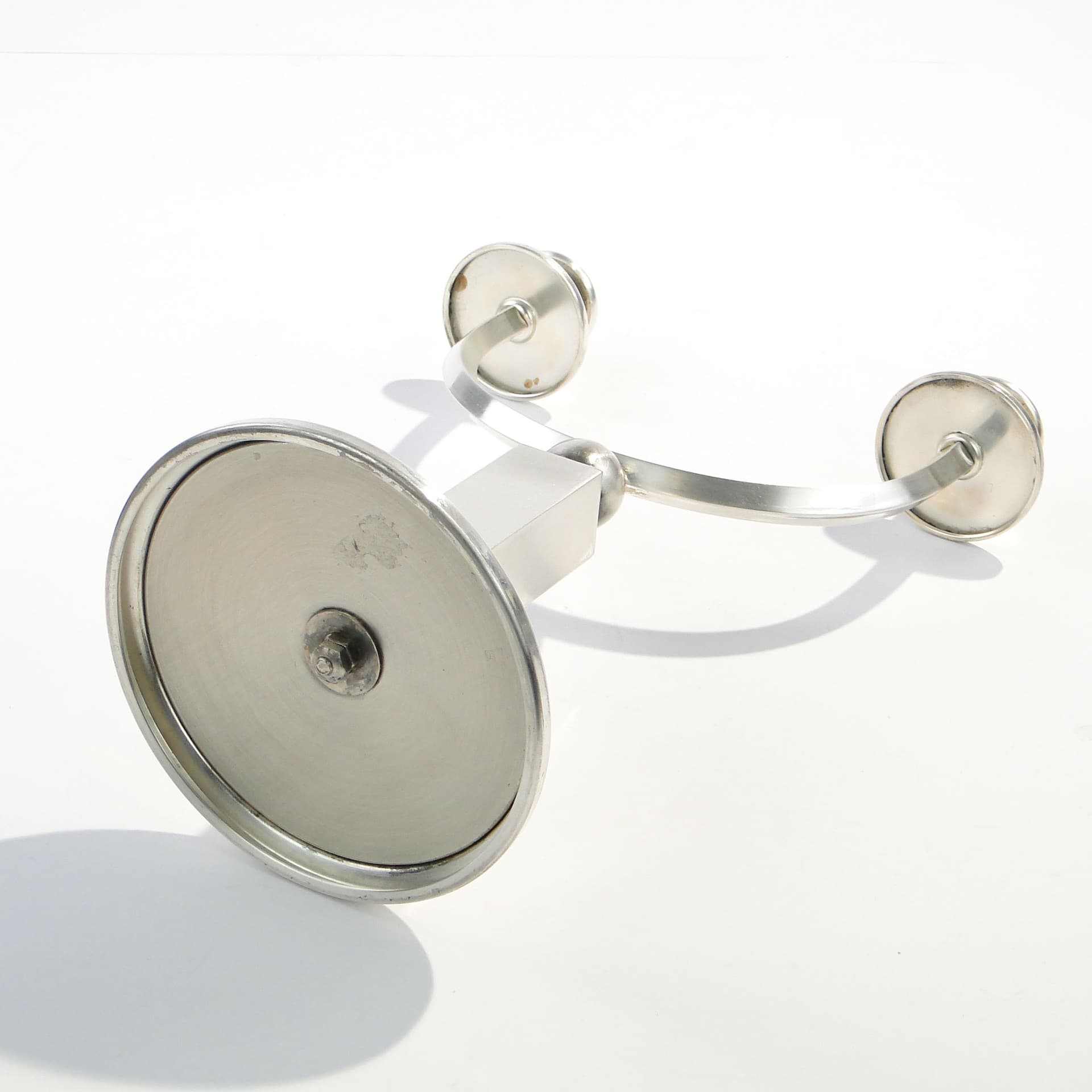 Świecznik dwuramienny Art déco, srebrny, mosiądz, Czechosłowacja, lata 20. - 1603