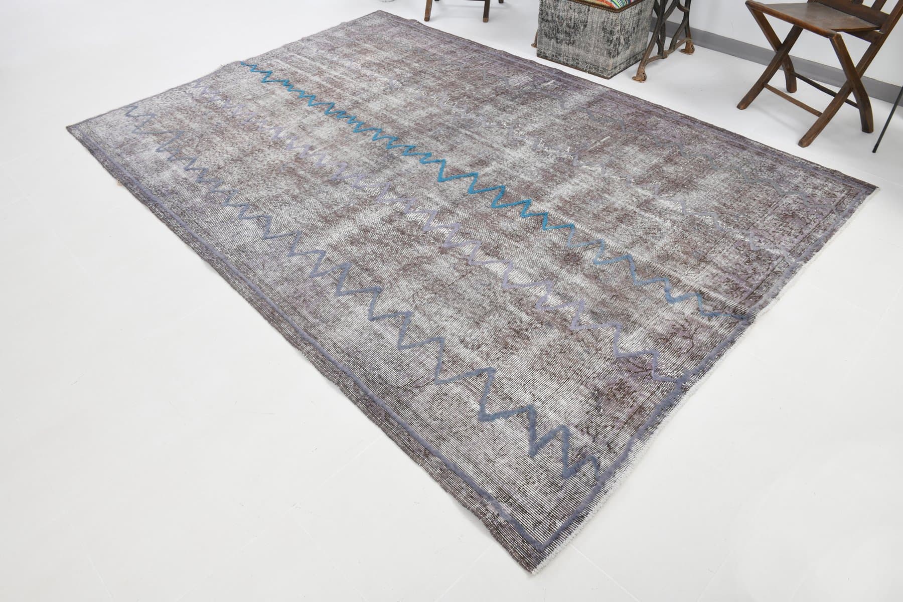 Rug 205x303 cm, grey, wool, 1960s - 219803