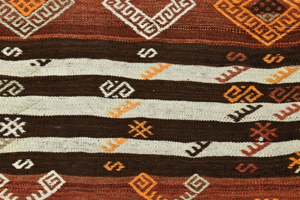 Kilim 178x375 cm, brown, beige, wool, 1960s - 219767