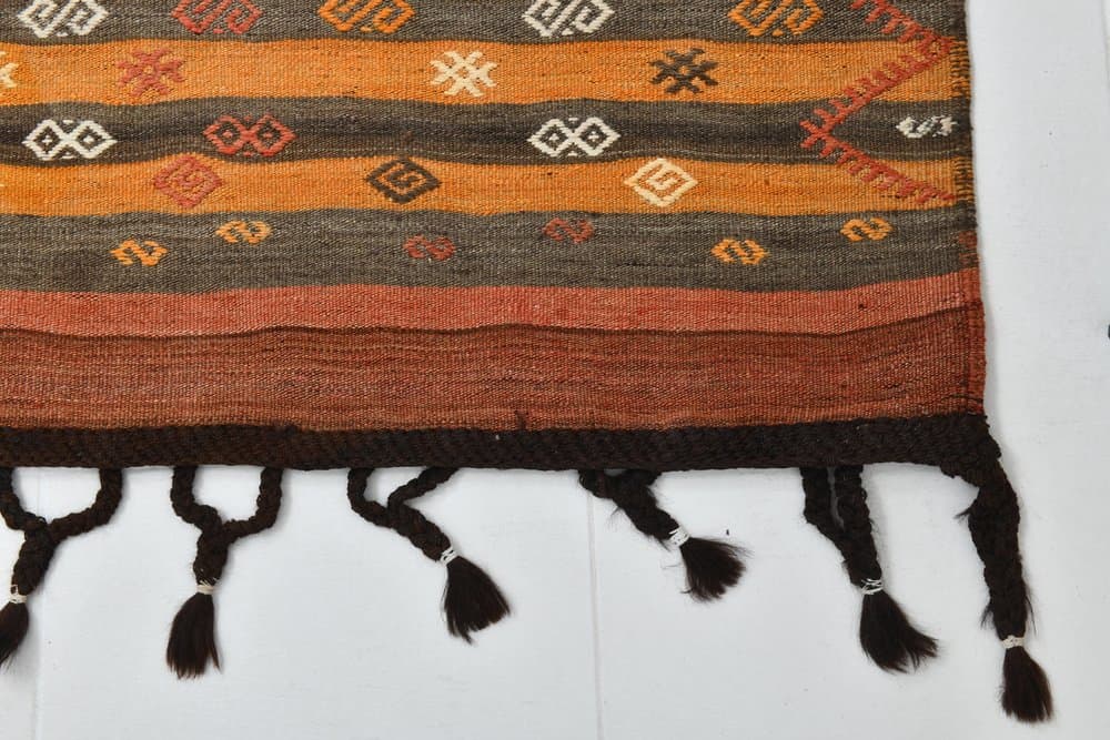 Kilim 178x375 cm, brown, beige, wool, 1960s - 219770