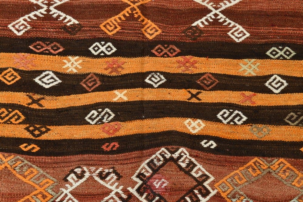 Kilim 178x375 cm, brown, beige, wool, 1960s - 219766