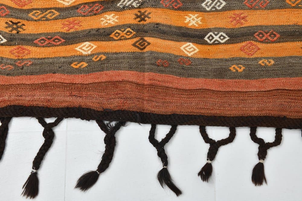 Kilim 178x375 cm, brown, beige, wool, 1960s - 219769