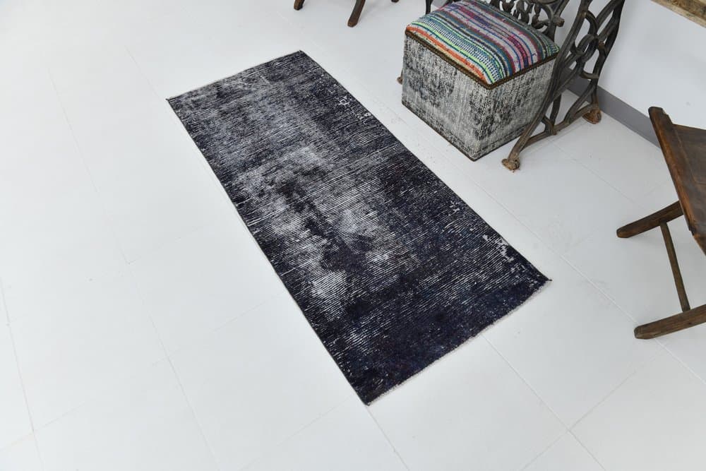 Rug 165x70 cm, black, wool, 1960s - 219734