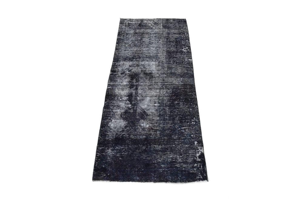 Rug 165x70 cm, black, wool, 1960s