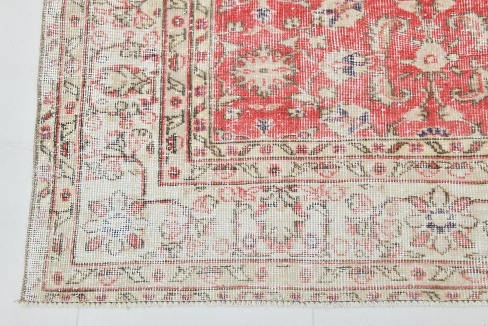 Rug 201x299 cm, Red, Beige, Wool, 1960s - 219703