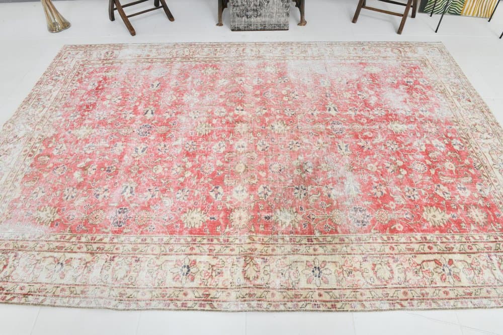 Rug 201x299 cm, Red, Beige, Wool, 1960s - 219699