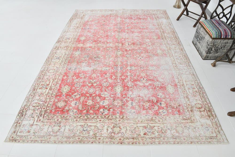 Rug 201x299 cm, Red, Beige, Wool, 1960s - 219698