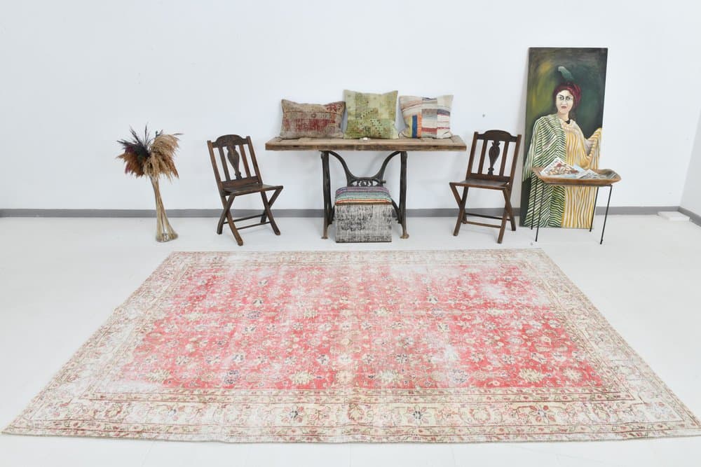 Rug 201x299 cm, Red, Beige, Wool, 1960s - 219700