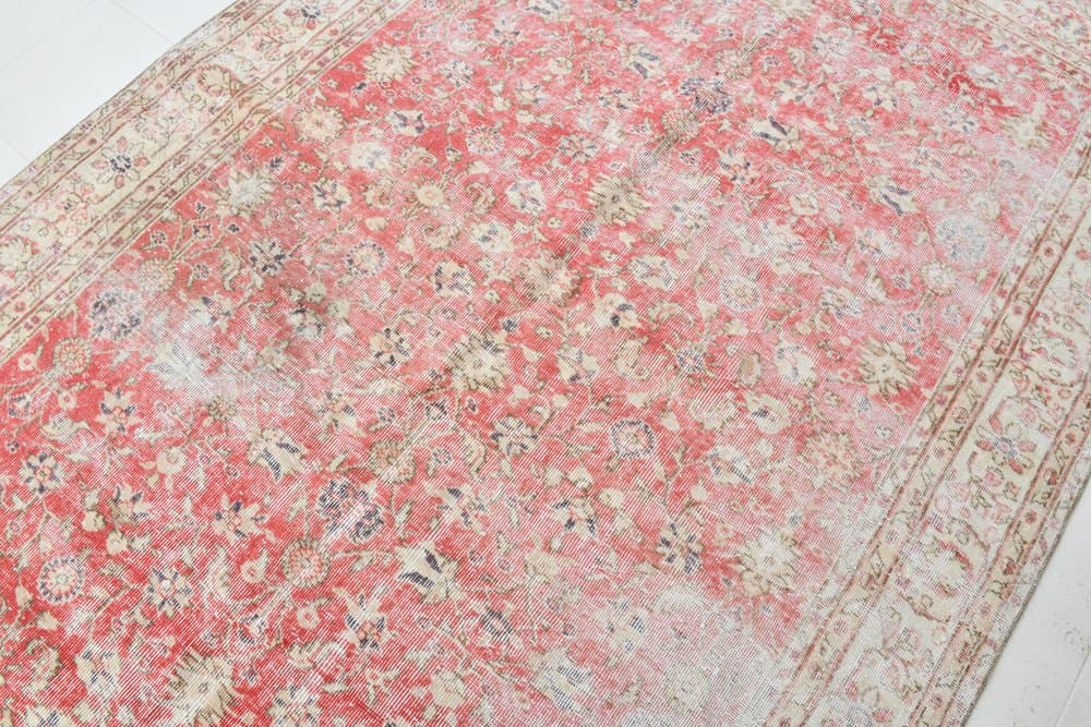 Rug 201x299 cm, Red, Beige, Wool, 1960s - 219701