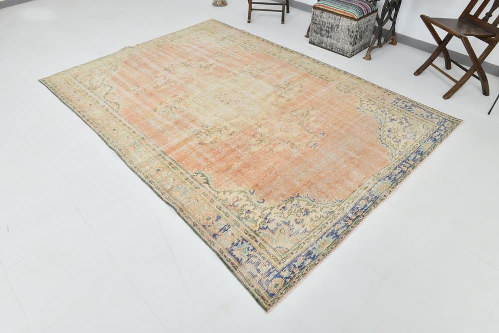 Rug 188x266 cm, Orange, Blue, Wool, 1970s - 220216