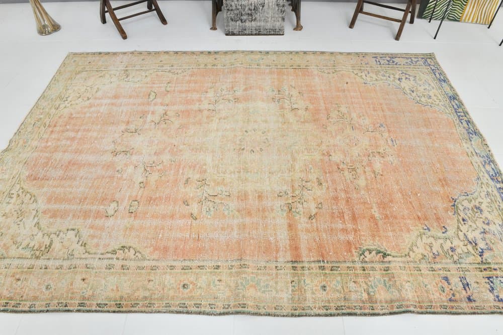 Rug 188x266 cm, Orange, Blue, Wool, 1970s - 220220