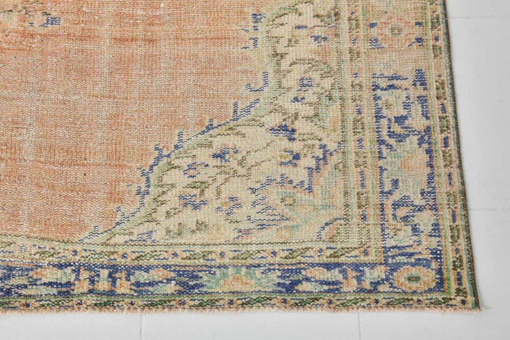 Rug 188x266 cm, Orange, Blue, Wool, 1970s - 220226