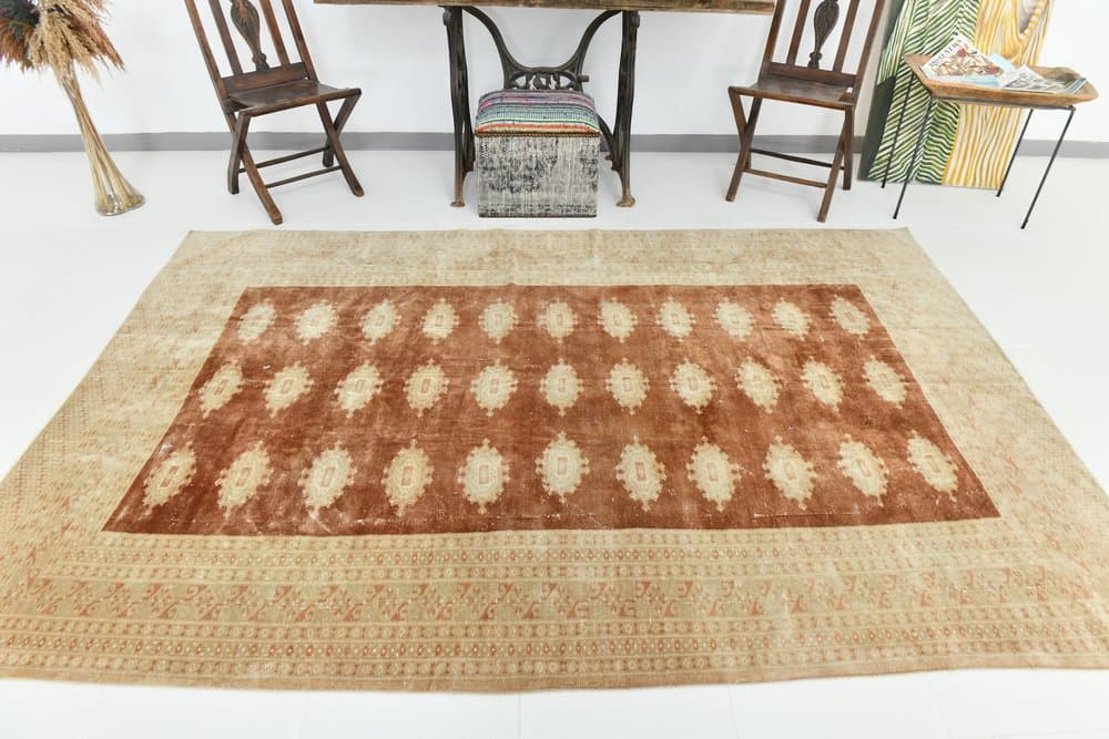Rug 182x277 cm, brown, beige, wool, 1970s - 220207