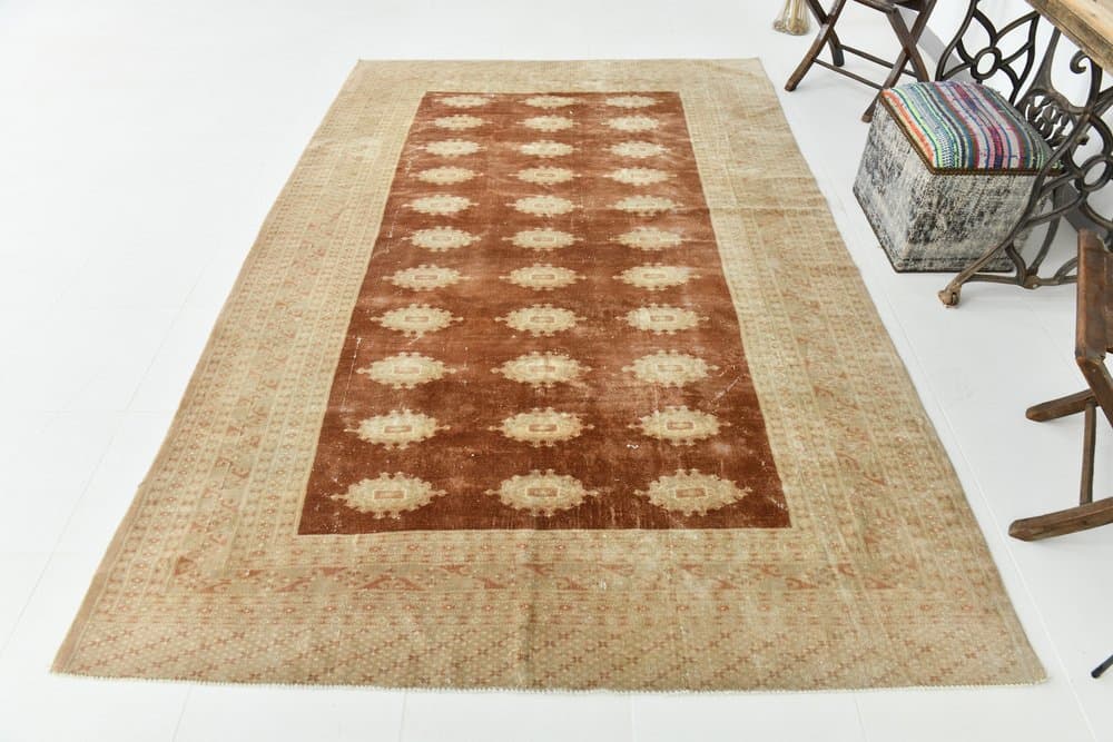 Rug 182x277 cm, brown, beige, wool, 1970s - 220206