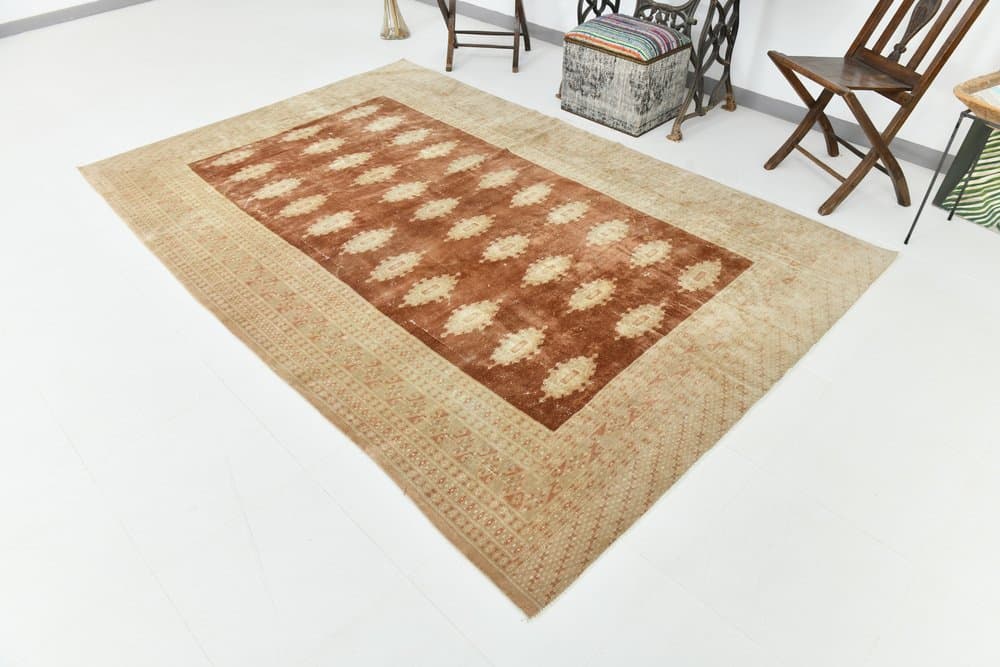 Rug 182x277 cm, brown, beige, wool, 1970s - 220203