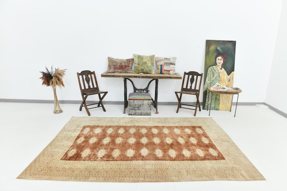 Rug 182x277 cm, brown, beige, wool, 1970s - 220210