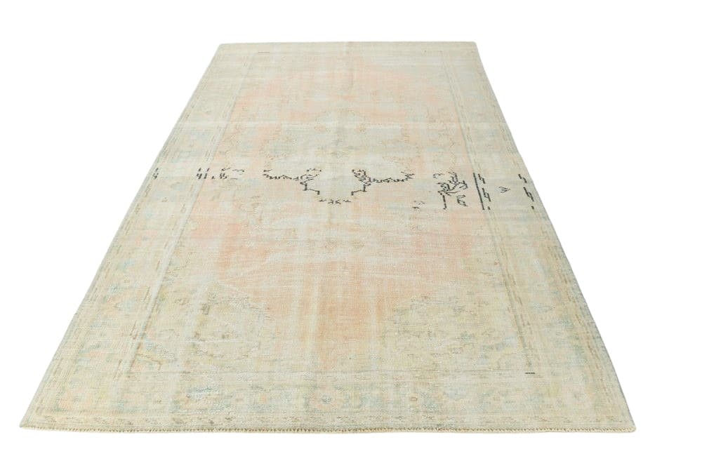 Rug 183x285 cm, peach, blue, wool, 1970s