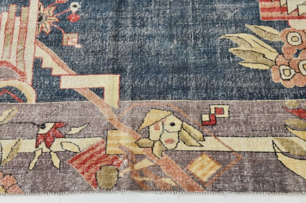 Rug 374x265 cm, beige, blue, wool, 1960s - 220173