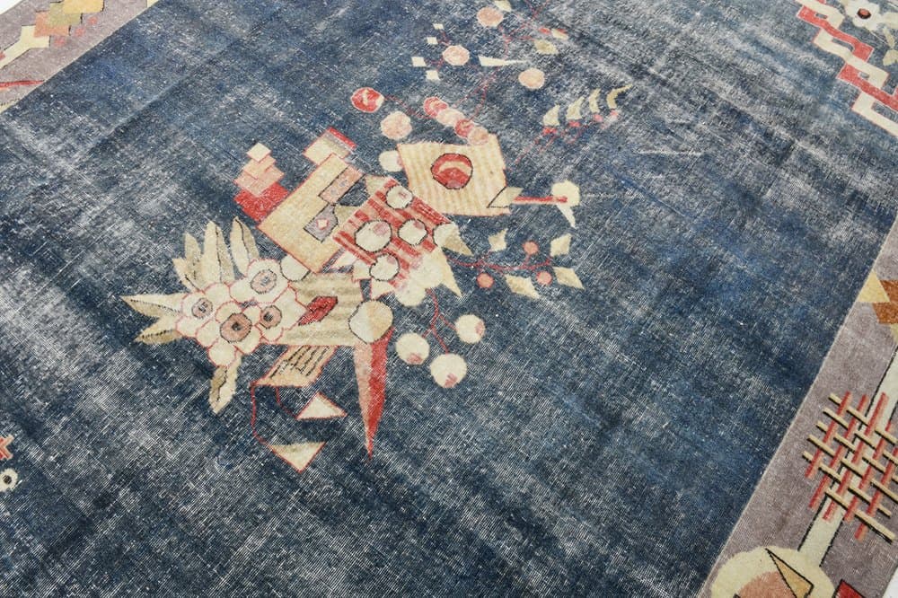 Rug 374x265 cm, beige, blue, wool, 1960s - 220169