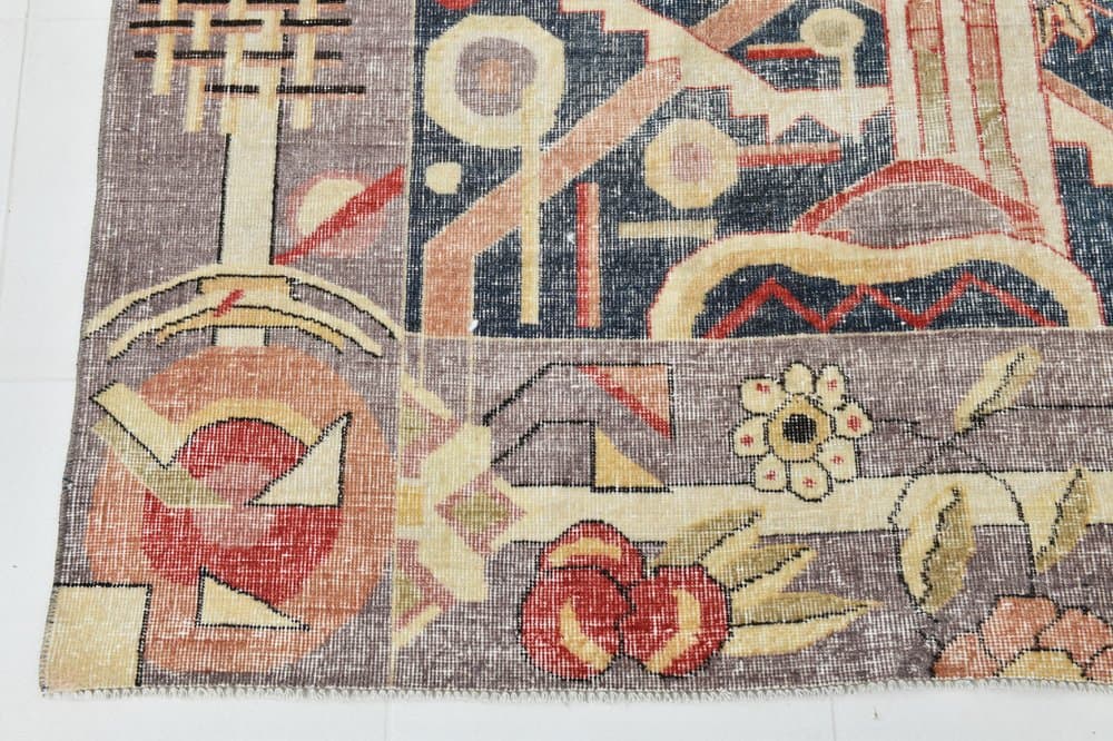 Rug 374x265 cm, beige, blue, wool, 1960s - 220172