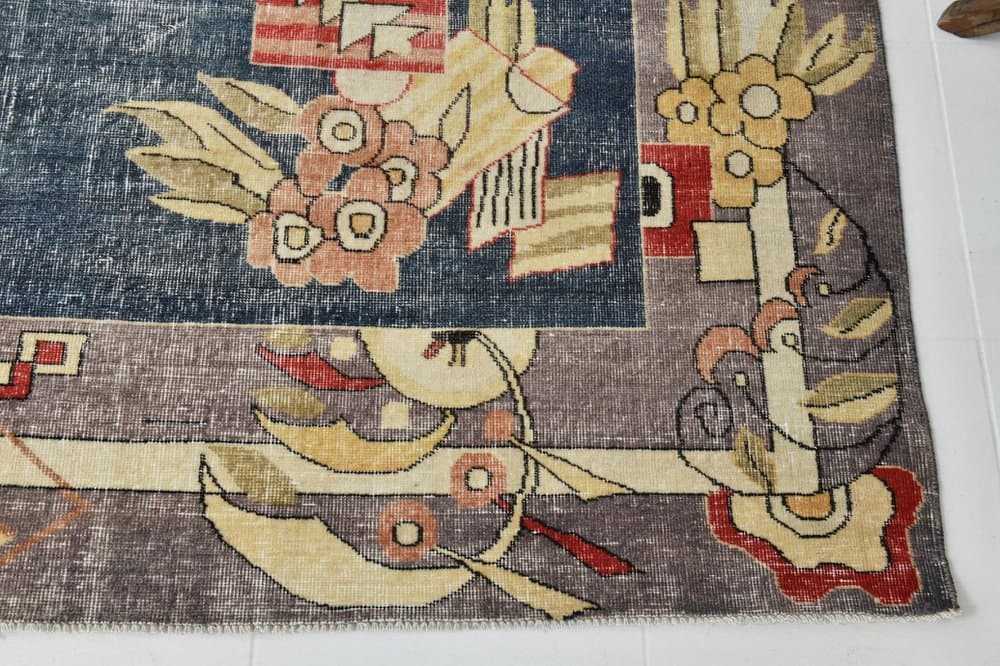 Rug 374x265 cm, beige, blue, wool, 1960s - 220174