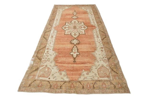 Rug 150x321 cm, beige, coral, wool, 1970s - DIMENSION