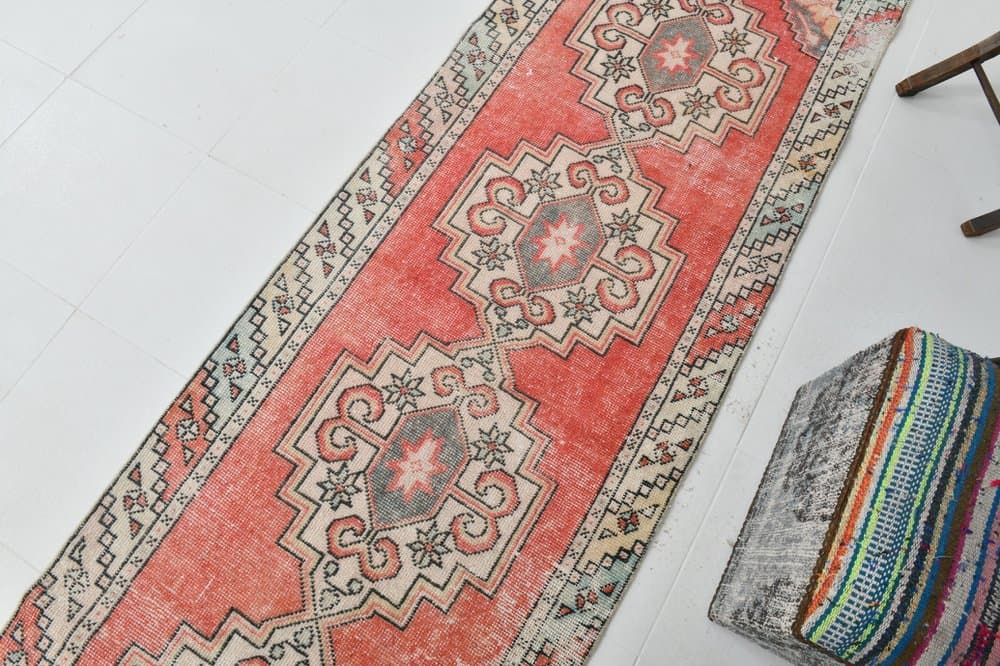 Runner 285x86 cm, red, wool, 1970s - 220143