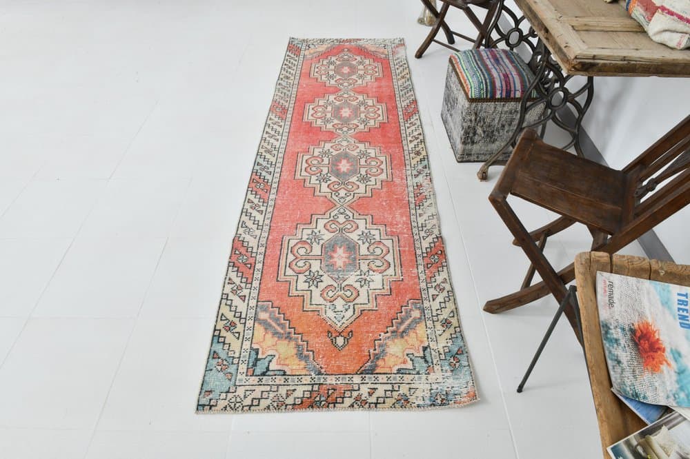 Runner 285x86 cm, red, wool, 1970s - 220141