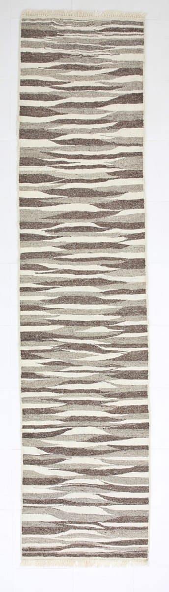 Chodnik kilim 84x357 cm, beżowy, wełna, lata 70. - 220130