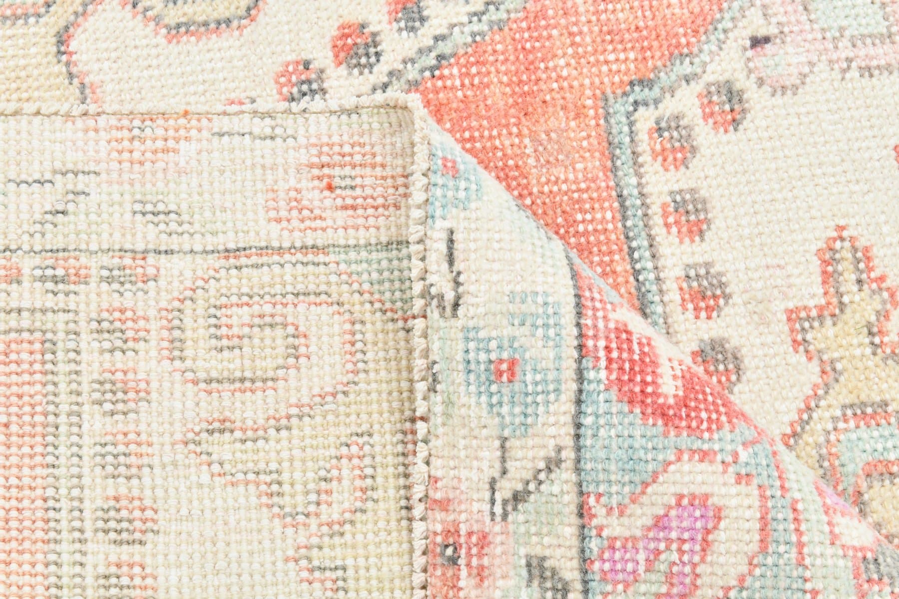 Dywan 228x134 cm, różowy, niebieski, wełna, Turcja, lata 70. - 220123