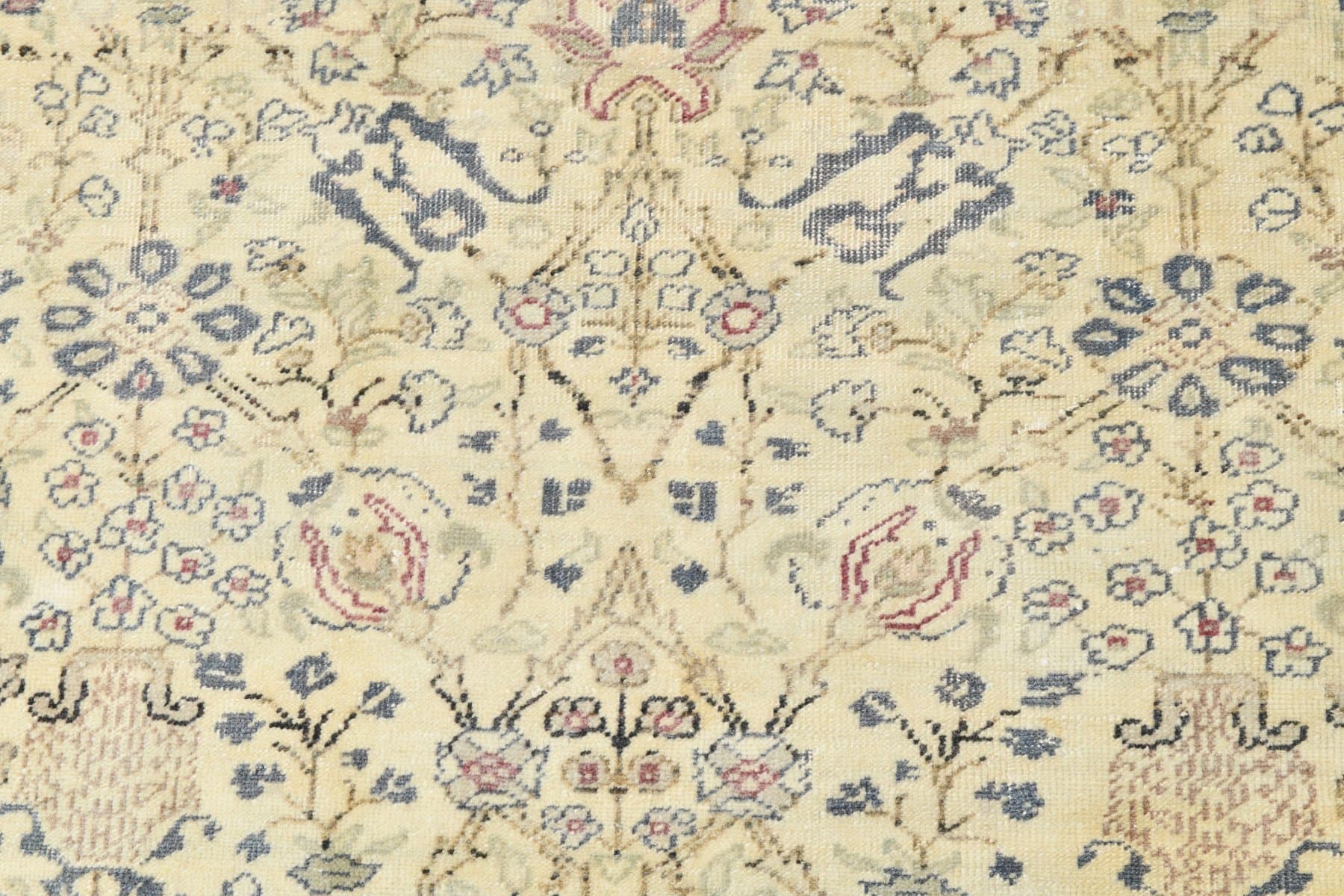 Runner 79x321 cm, beige, blue, wool, 1970s - 220108