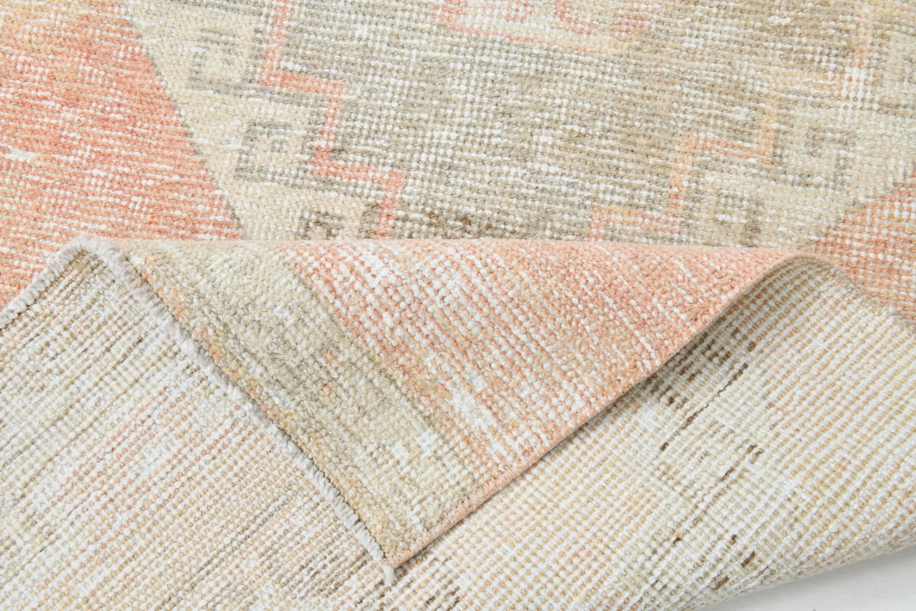 Chodnik 304x73 cm, beżowy, różowy, wełna, lata 70. - 220097