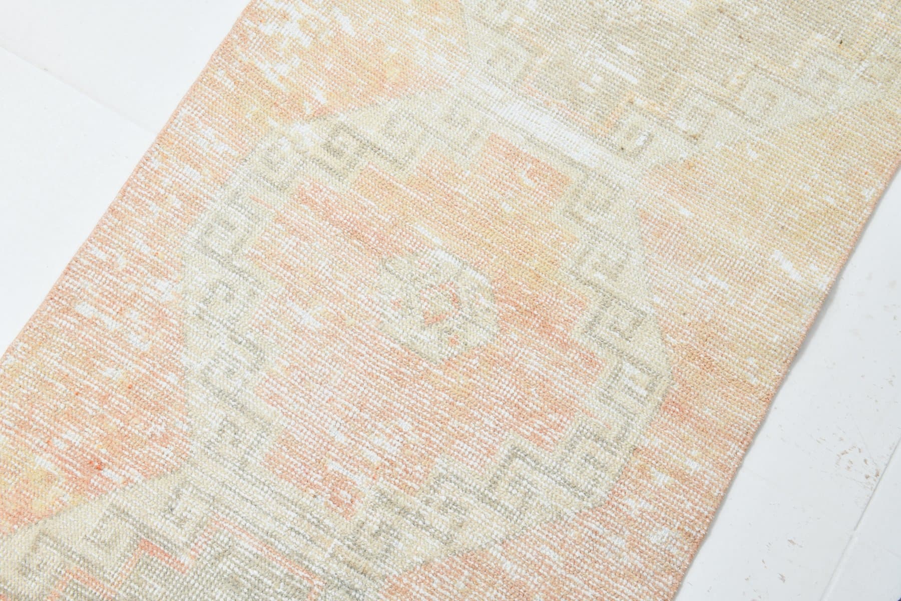 Chodnik 304x73 cm, beżowy, różowy, wełna, lata 70. - 220092