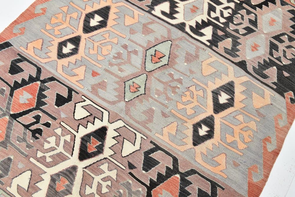 Kilim 155x347 cm, pink, wool, 1970s - 220079