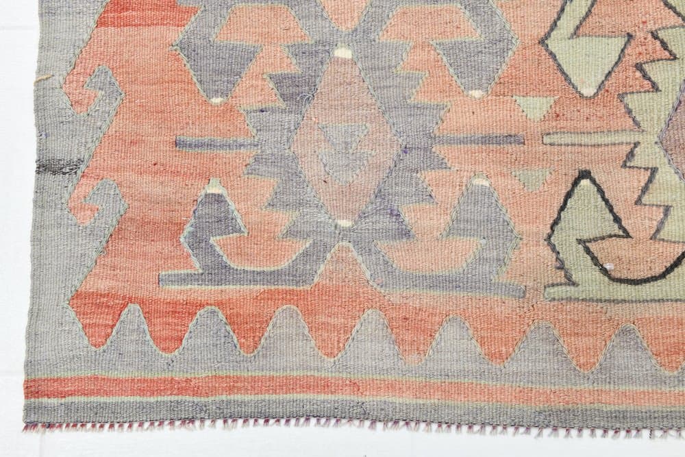 Kilim 155x347 cm, pink, wool, 1970s - 220083
