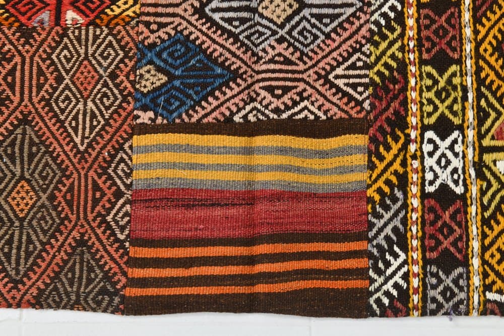 Dywan 167x241 cm, brązowy, czerwony, wełna, lata 70. - 220048