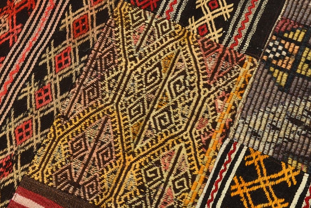 Dywan 167x241 cm, brązowy, czerwony, wełna, lata 70. - 220054